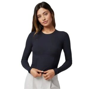 Vuori Long Sleeve Pose Corset Top Cropped in Black